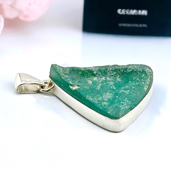 Holy Land Ancient Roman Glass Solid Sterling Silver Pendant Necklace - Picture 2 of 4